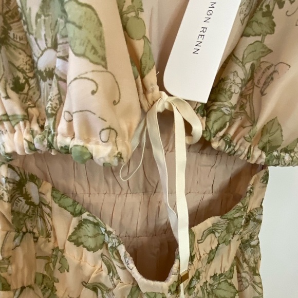 NWT MON RENN Wildflower Tie Front Cutout Mini Dress - Picture 7 of 10